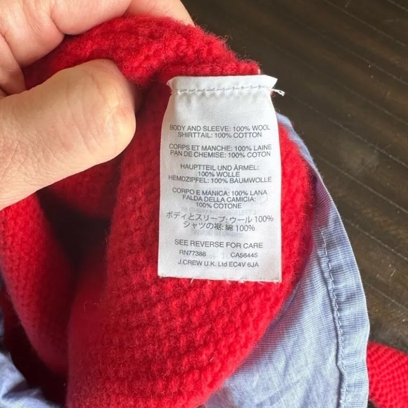 J. Crew 100% Lambswool Shirttail Combo Knitted Sweater Red Blue xs - Picture 6 of 6